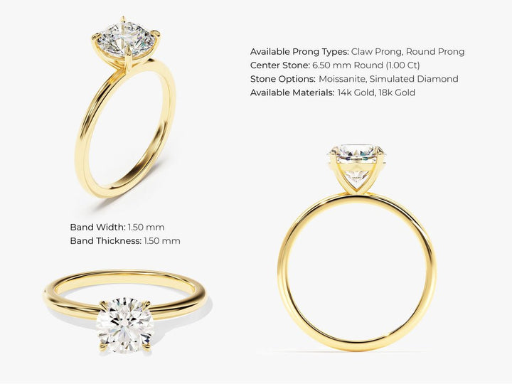 Round cut engagement ring shown with authenticity certificate