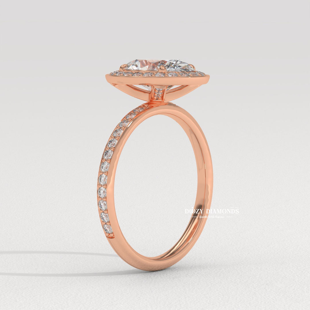 oval halo engagement ring for women, luxury proposal jewelry, wedding jewelry for women, modern bridal ring, elegant proposal ring, sustainable luxury jewelry, fine diamond engagement ring,