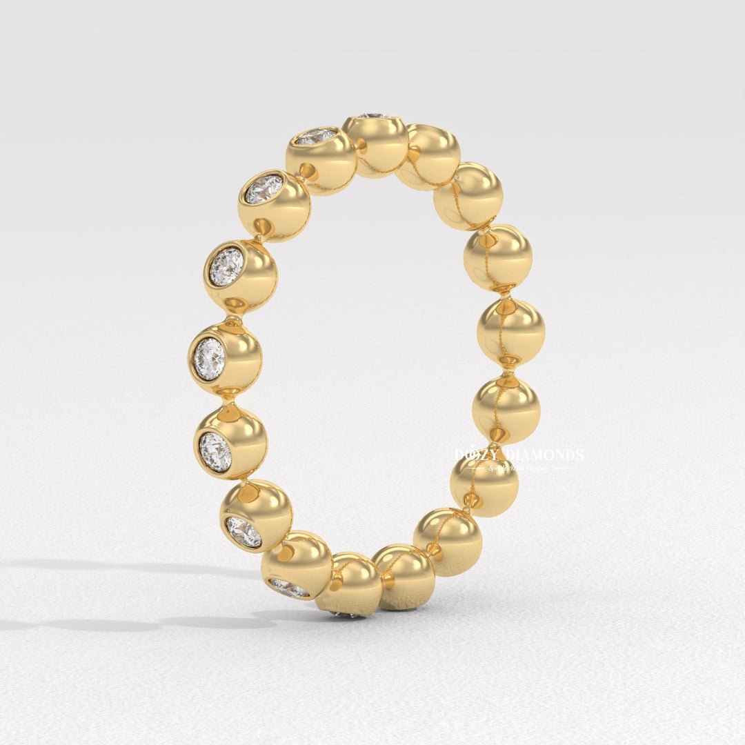 Floating Bubble Half Eternity Wedding Band, 1.50 MM Round Brilliant Cut Lab Created Diamond Band, Matching Band for Engagement Ring