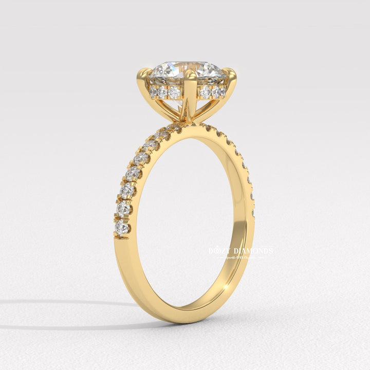 Hidden Halo Ring, Round Brilliant Cut Lab Grown Diamond Ring