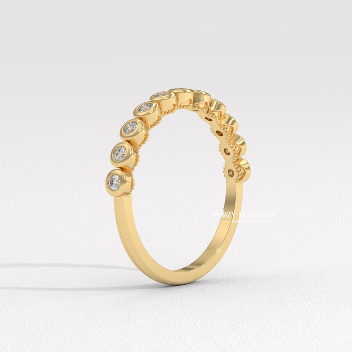 Round Lab Created Diamond Eternity Band, 2.0 MM Round Bezel Set Wedding Band