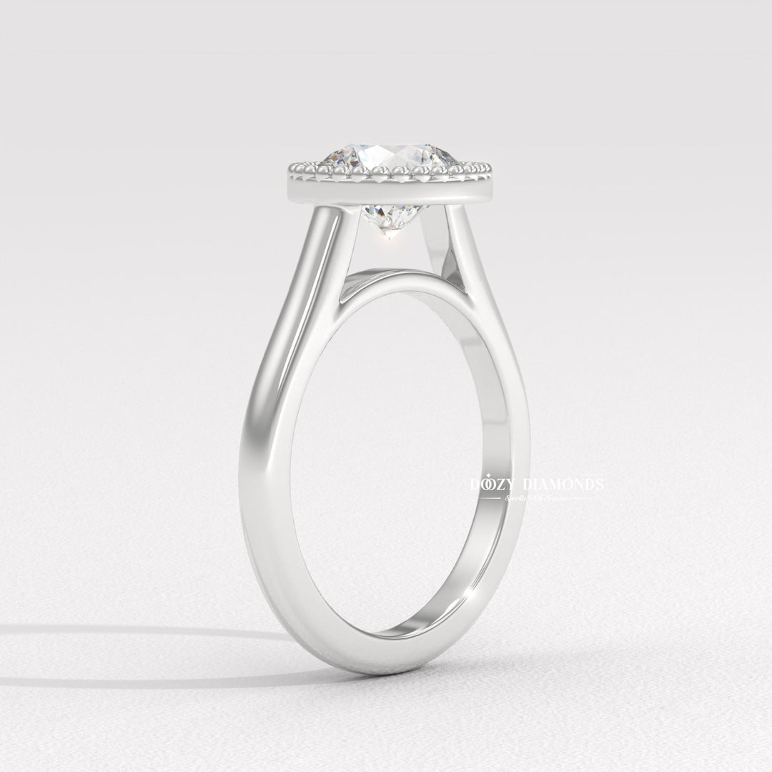 Vintage Bezel Solitaire Round Cut Diamond Engagement Ring