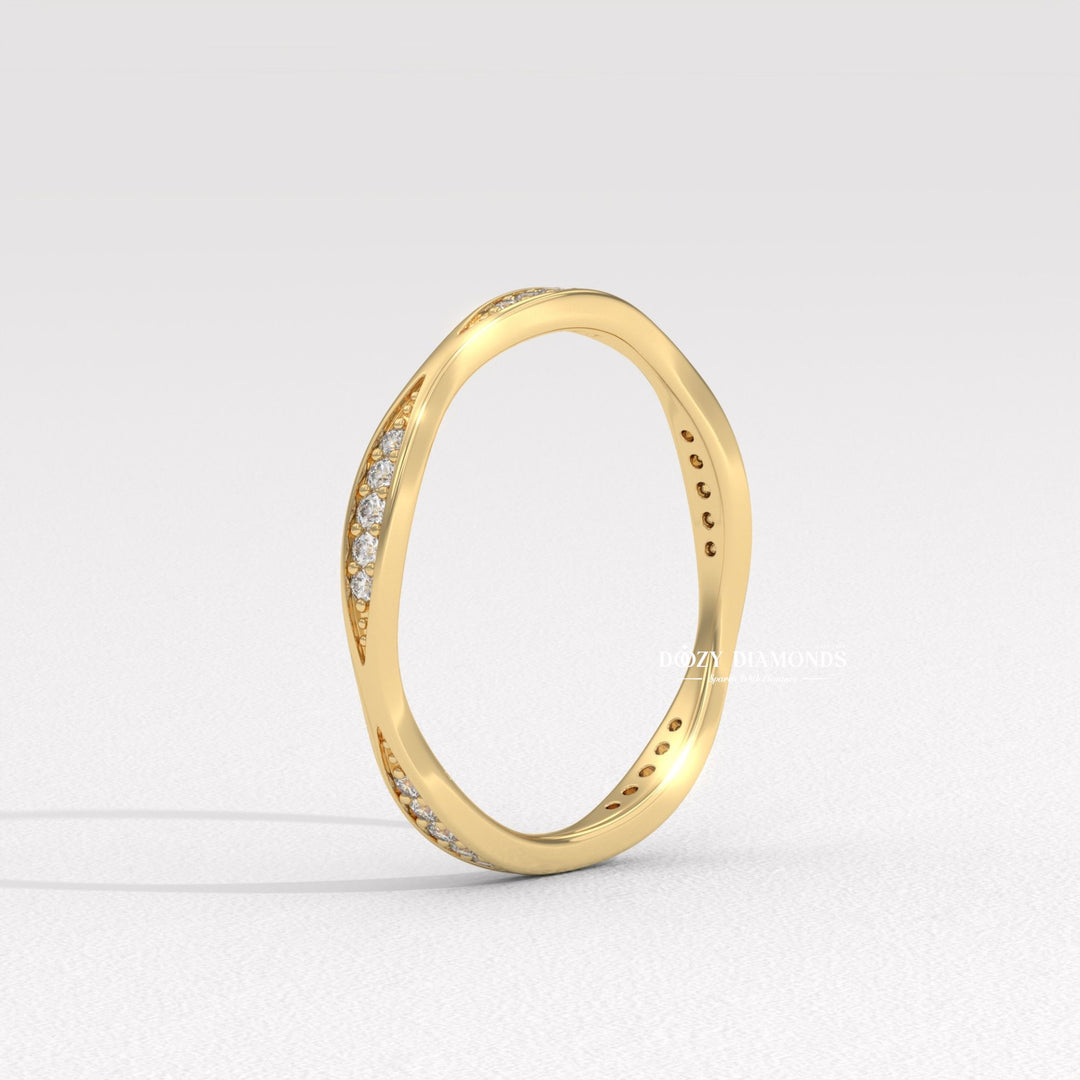 Round Lab Grown Tapered Pave Diamond Full Eternity Wedding Band