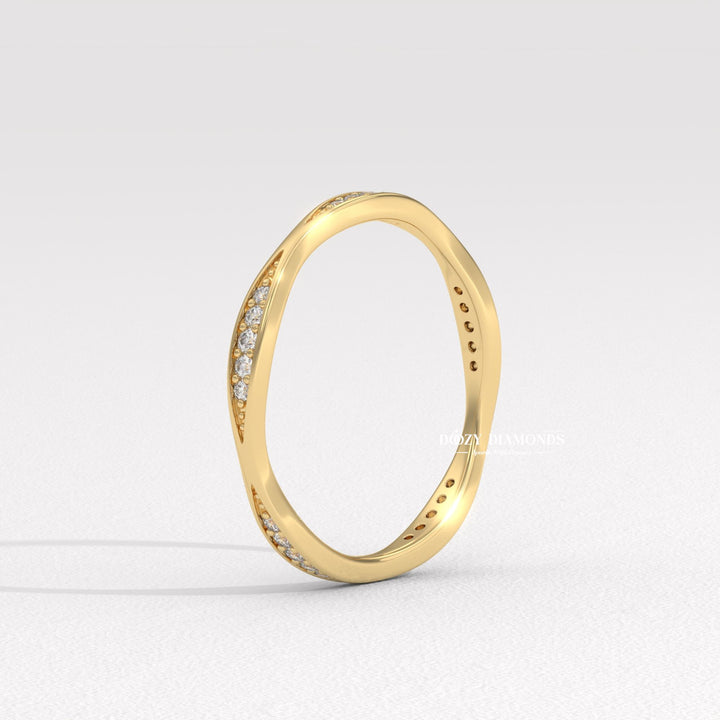 Round Lab Grown Tapered Pave Diamond Full Eternity Wedding Band