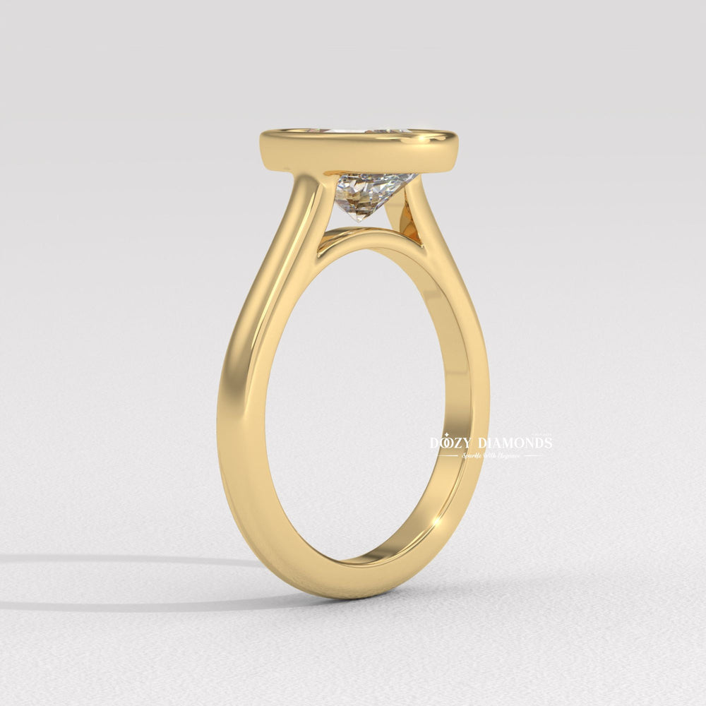 bezel diamond ring, oval engagement ring, modern bezel ring, oval lab grown diamond