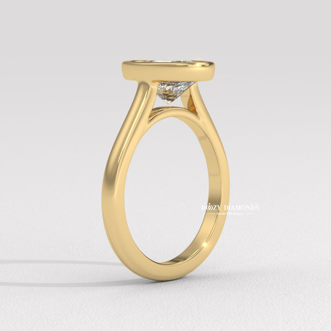 bezel diamond ring, oval engagement ring, modern bezel ring, oval lab grown diamond