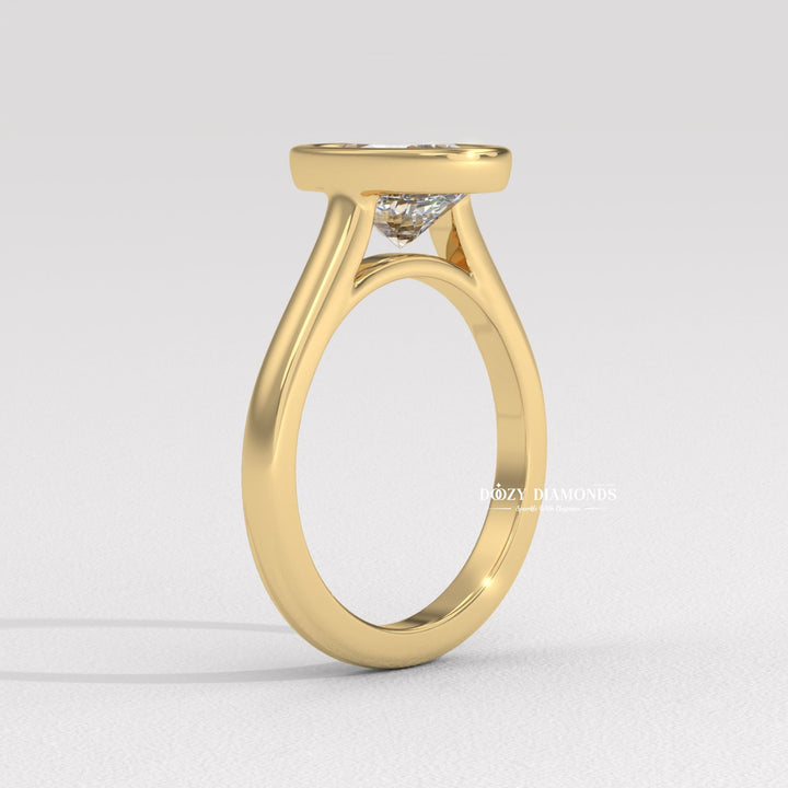 bezel diamond ring, oval engagement ring, modern bezel ring, oval lab grown diamond