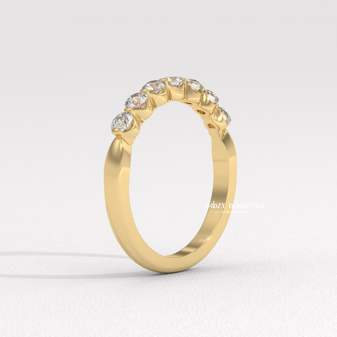 2.0 MM Round Lab Grown Diamond Floating Bubble Half Eternity Band, Stackable Wedding Band
