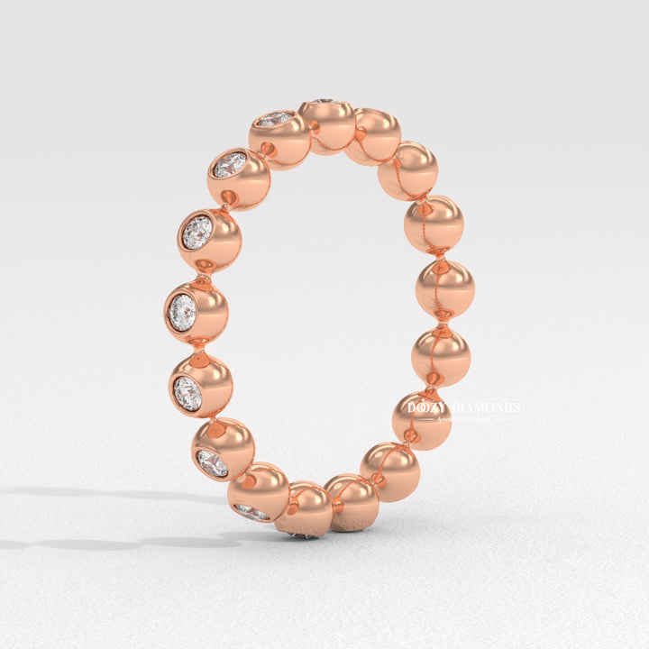 Floating Bubble Half Eternity Wedding Band, 1.50 MM Round Brilliant Cut Lab Created Diamond Band, Matching Band for Engagement Ring