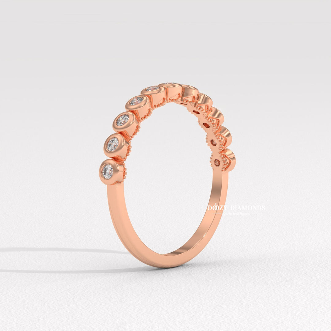 Round Lab Created Diamond Eternity Band, 2.0 MM Round Bezel Set Wedding Band