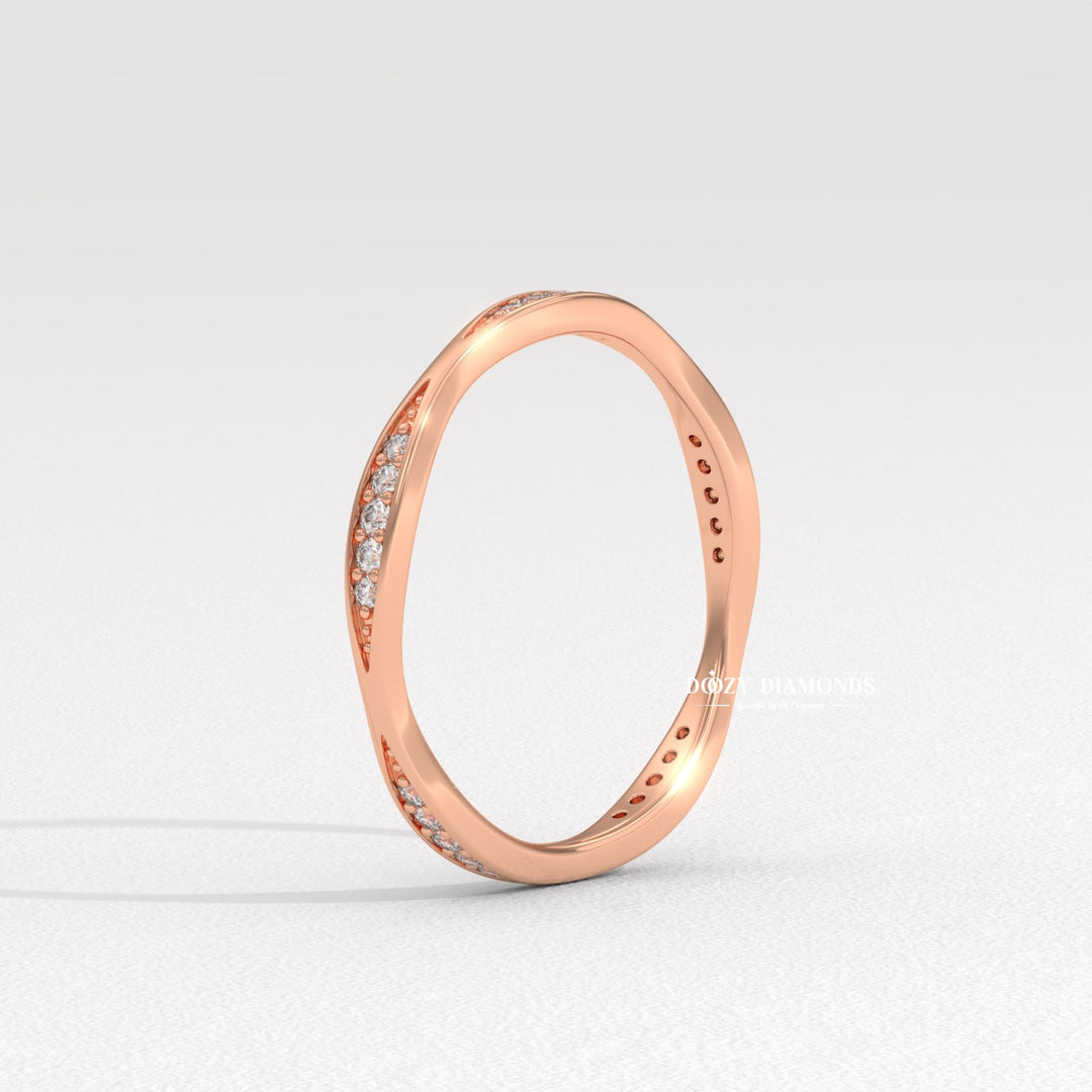 Round Lab Grown Tapered Pave Diamond Full Eternity Wedding Band