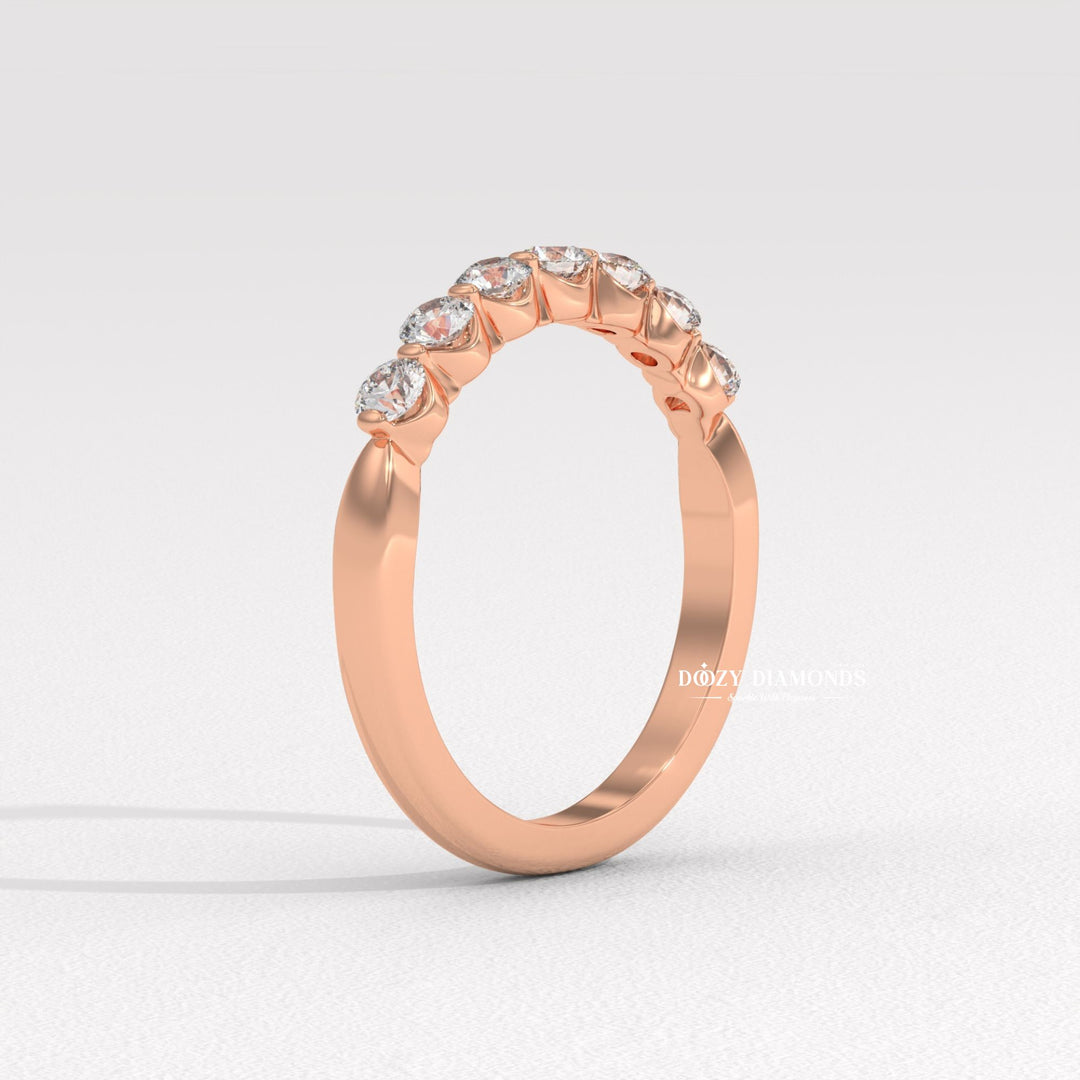 2.0 MM Round Lab Grown Diamond Floating Bubble Half Eternity Band, Stackable Wedding Band
