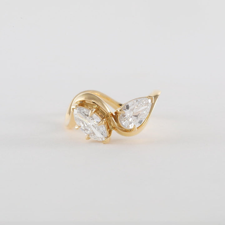 ethical bridal jewelry, eco conscious jewelry, lab grown bridal ring, lab grown wedding ring, marquise lab diamond ring, pear lab diamond ring, marquise lab grown diamond ring, pear lab grown diamond ring, premium lab created diamond ring, fine lab grown jewelry,