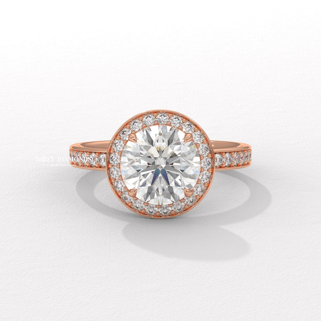 ethical bridal jewelry, modern bridal ring, elegant proposal ring, sustainable luxury jewelry, fine diamond engagement ring, bridal halo diamond ring, romantic proposal jewelry, classic round halo ring, luxury lab diamond engagement ring.