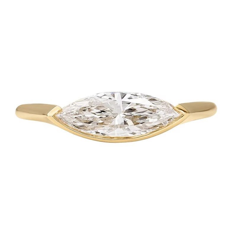 1.0CT - 2.0CT East To West Style Marquise Cut Lab Grown Diamond Engagement Ring - Doozy Diamonds