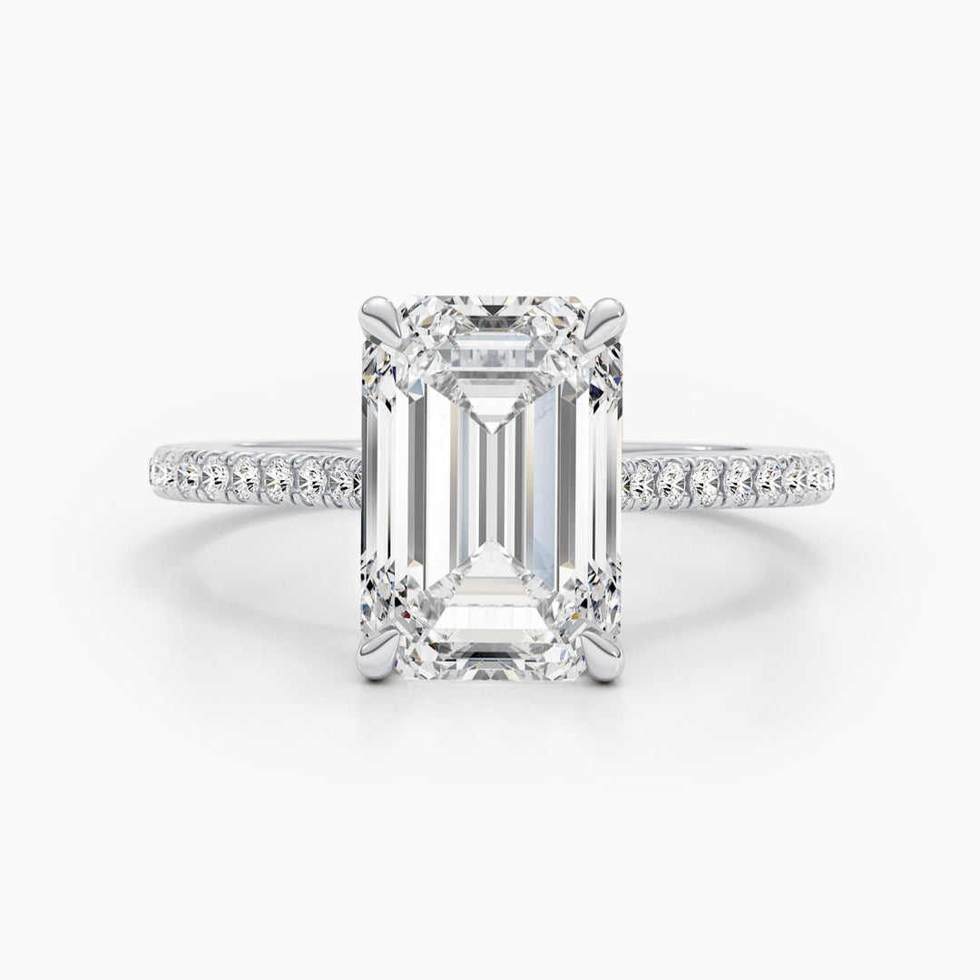 2.50 CT - 4.50 CT Emerald G - VS Pave Diamond Engagement Ring - Doozy Diamonds