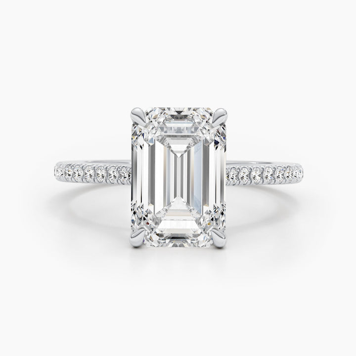 2.50 CT - 4.50 CT Emerald G - VS Pave Diamond Engagement Ring - Doozy Diamonds