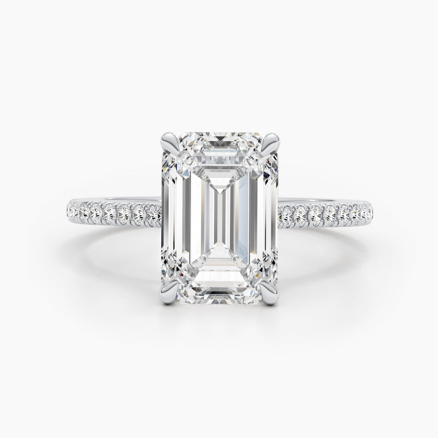 2.50 CT - 4.50 CT Emerald G - VS Pave Diamond Engagement Ring - Doozy Diamonds