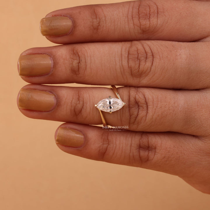 2.0CT - 3.0CT Marquise Cut E/VS1 Lab Grown Diamond Unique Bypass Engagement Ring - Doozy Diamonds