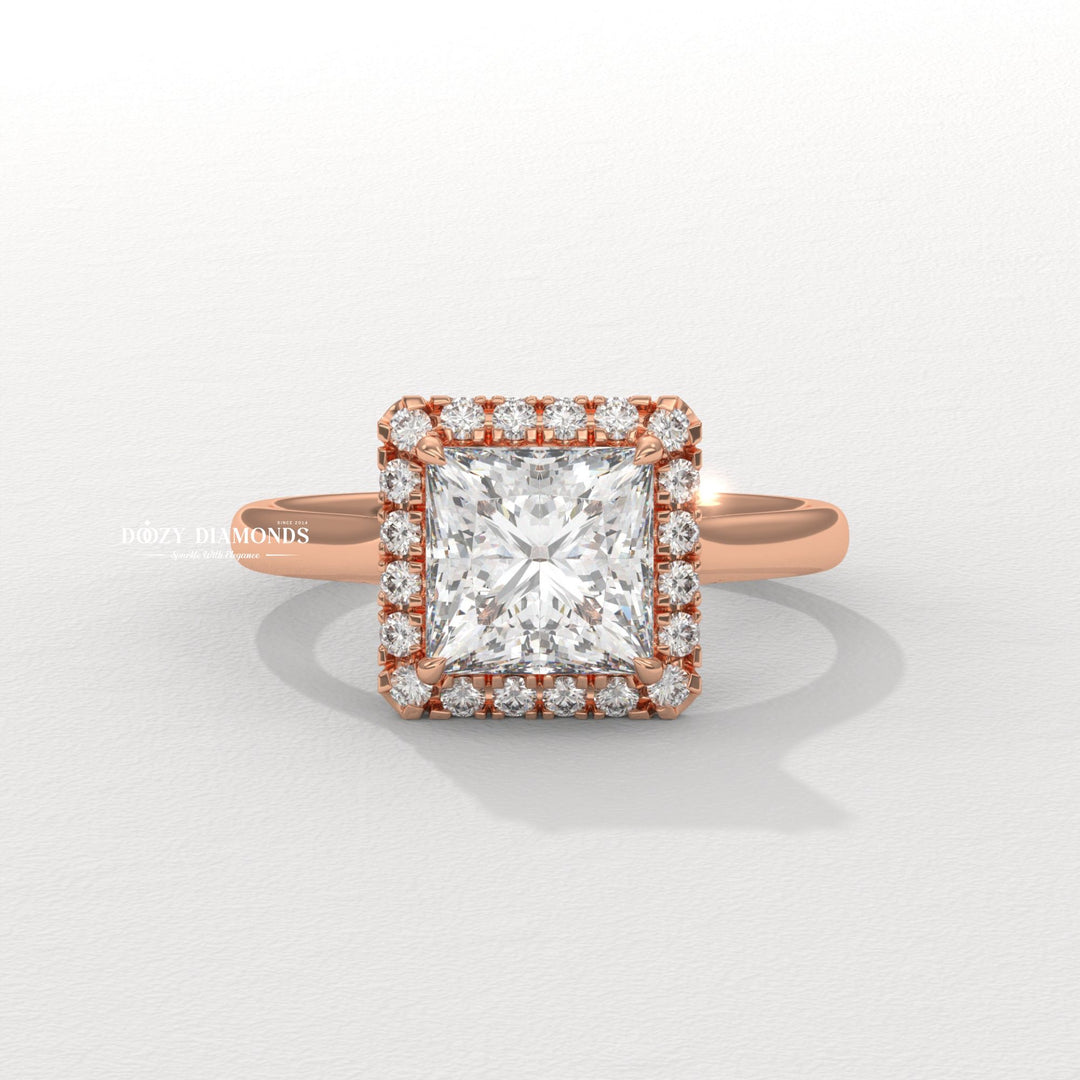 classic princess engagement ring, luxury lab diamond engagement ring, square cut diamond ring, contemporary engagement ring, princess cut jewelry, lab created bridal ring,