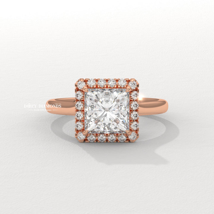 classic princess engagement ring, luxury lab diamond engagement ring, square cut diamond ring, contemporary engagement ring, princess cut jewelry, lab created bridal ring,