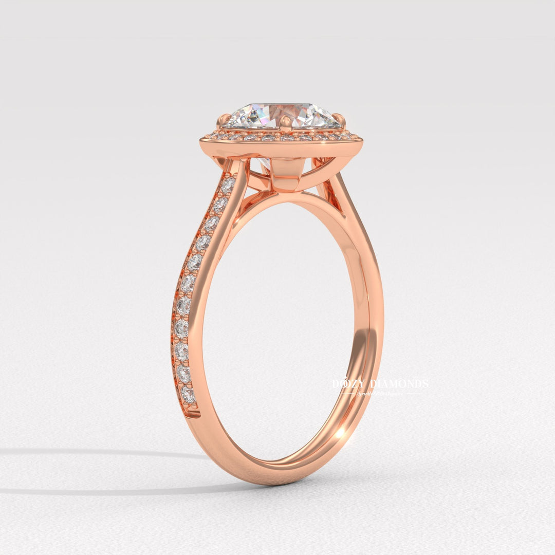 modern engagement ring, engagement gift for her, bridal ring set, round halo diamond engagement ring, elegant bridal jewelry, diamond ring for women, luxury wedding ring,