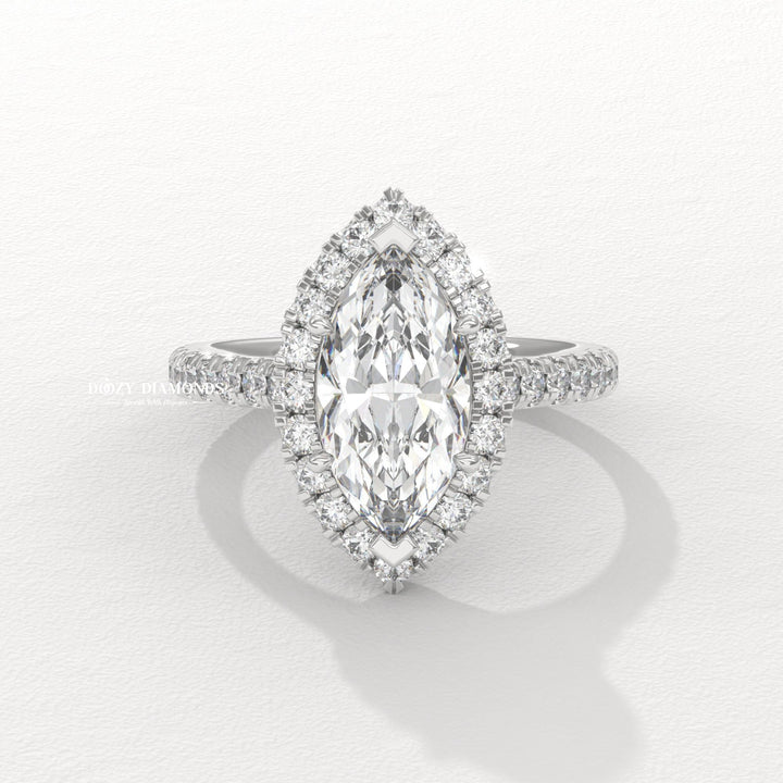 bridal diamond jewelry, marquise center diamond ring, elongated diamond ring, luxury diamond jewelry, eco friendly engagement ring, certified lab grown diamond ring,