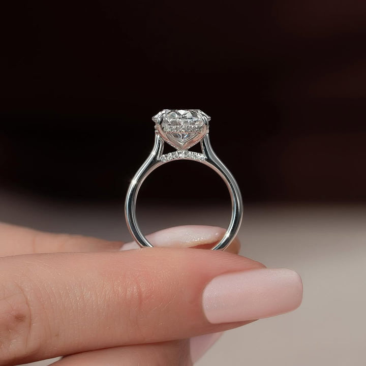 3.5 - 5.5 CT Oval Lab Grown Diamond Hidden Halo Setting Engagement Ring - Doozy Diamonds