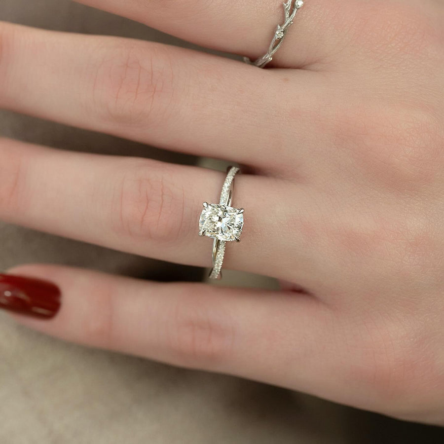 1.50 - 3.50 CT Elongated Cushion Lab Grown Diamond Twisted Engagement Ring - Doozy Diamonds