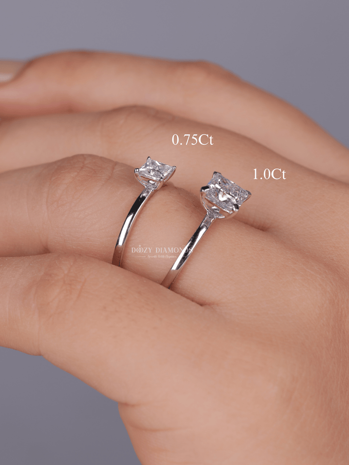 0.75ct - 1.0ct Princess Cut Lab Grown Diamond Solitaire Engagement Ring - Doozy Diamonds