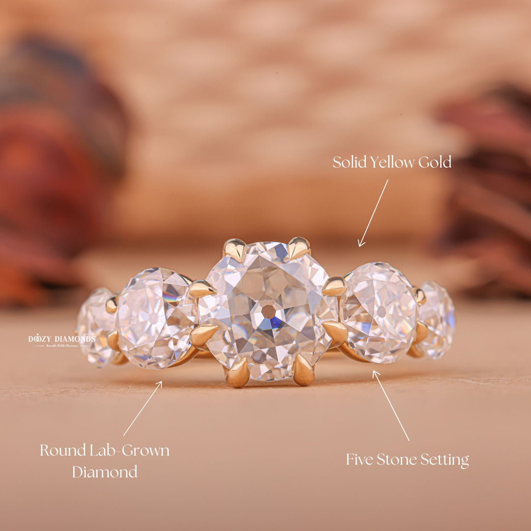 five stone diamond ring for anniversary gift,
five stone diamond ring with colored stones,
luxury five stone diamond rings for purchase,