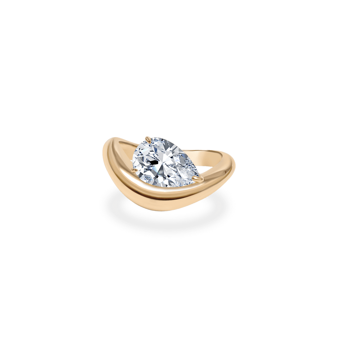 1.0CT - 2.0CT Pear Cut Lab Grown Diamond Wave Dome Engagement Ring for Her - Doozy Diamonds