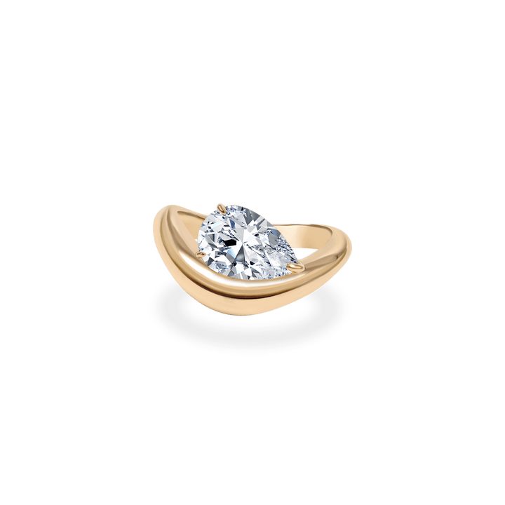 1.0CT - 2.0CT Pear Cut Lab Grown Diamond Wave Dome Engagement Ring for Her - Doozy Diamonds