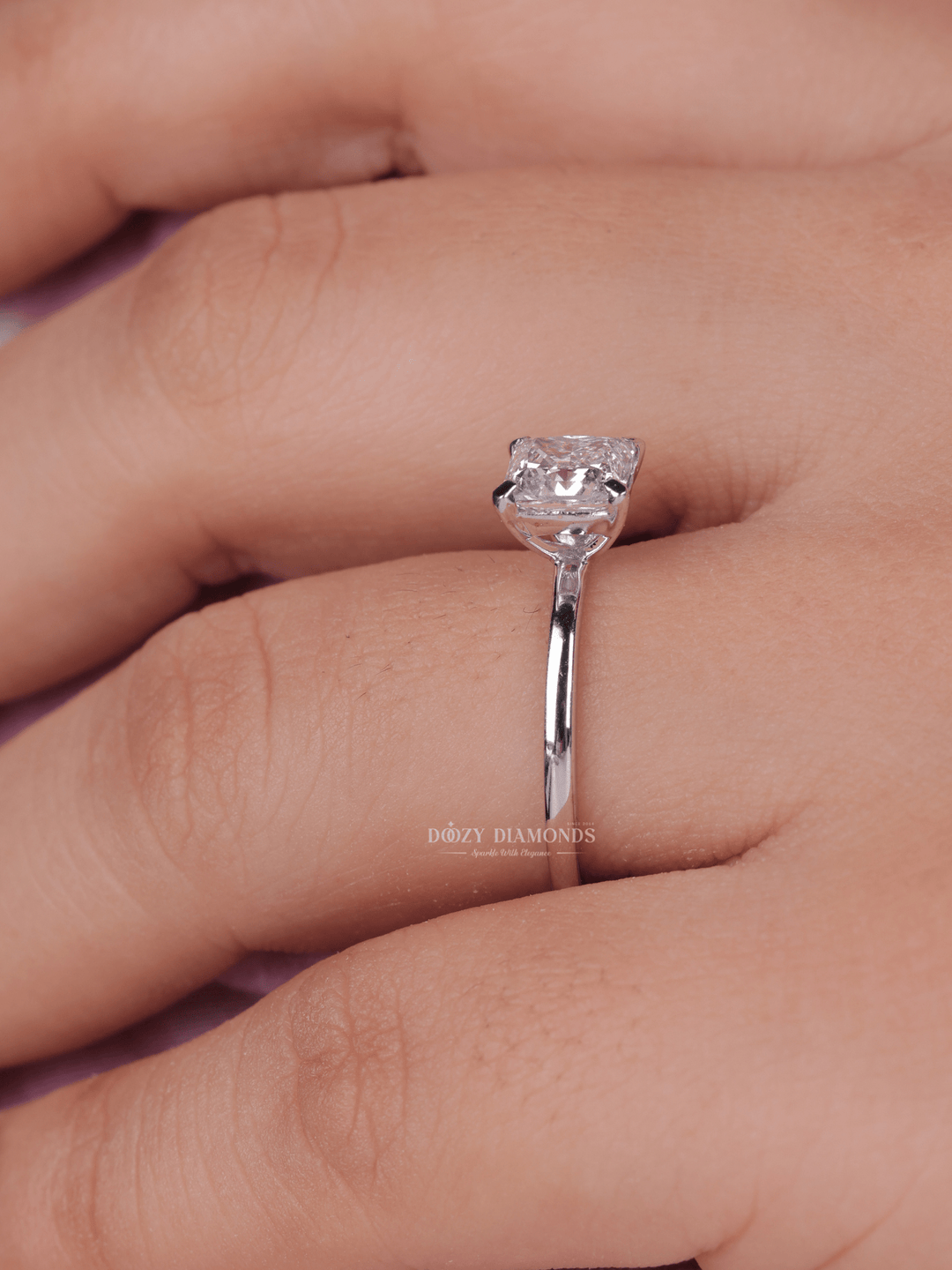 0.75ct - 1.0ct Princess Cut Lab Grown Diamond Solitaire Engagement Ring - Doozy Diamonds