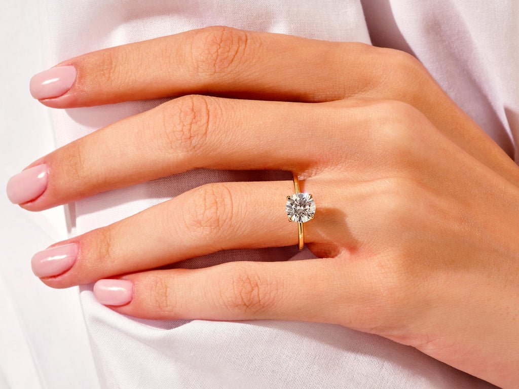 1.50CT Round Cut Solitaire F - VS Lab Grown Diamond Engagement Ring Set Curved Band - Doozy Diamonds
