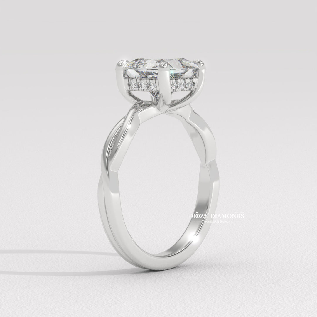 french pave ring, shared prong pave ring, split shank engagement ring, twisted vine ring, infinity engagement ring, crossover diamond ring, luxury diamond ring, feminine engagement ring,
