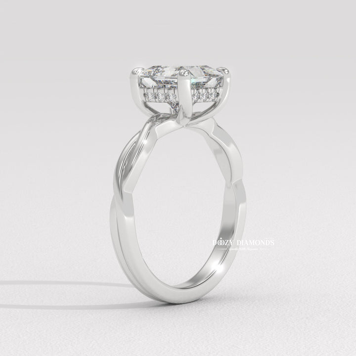 french pave ring, shared prong pave ring, split shank engagement ring, twisted vine ring, infinity engagement ring, crossover diamond ring, luxury diamond ring, feminine engagement ring,