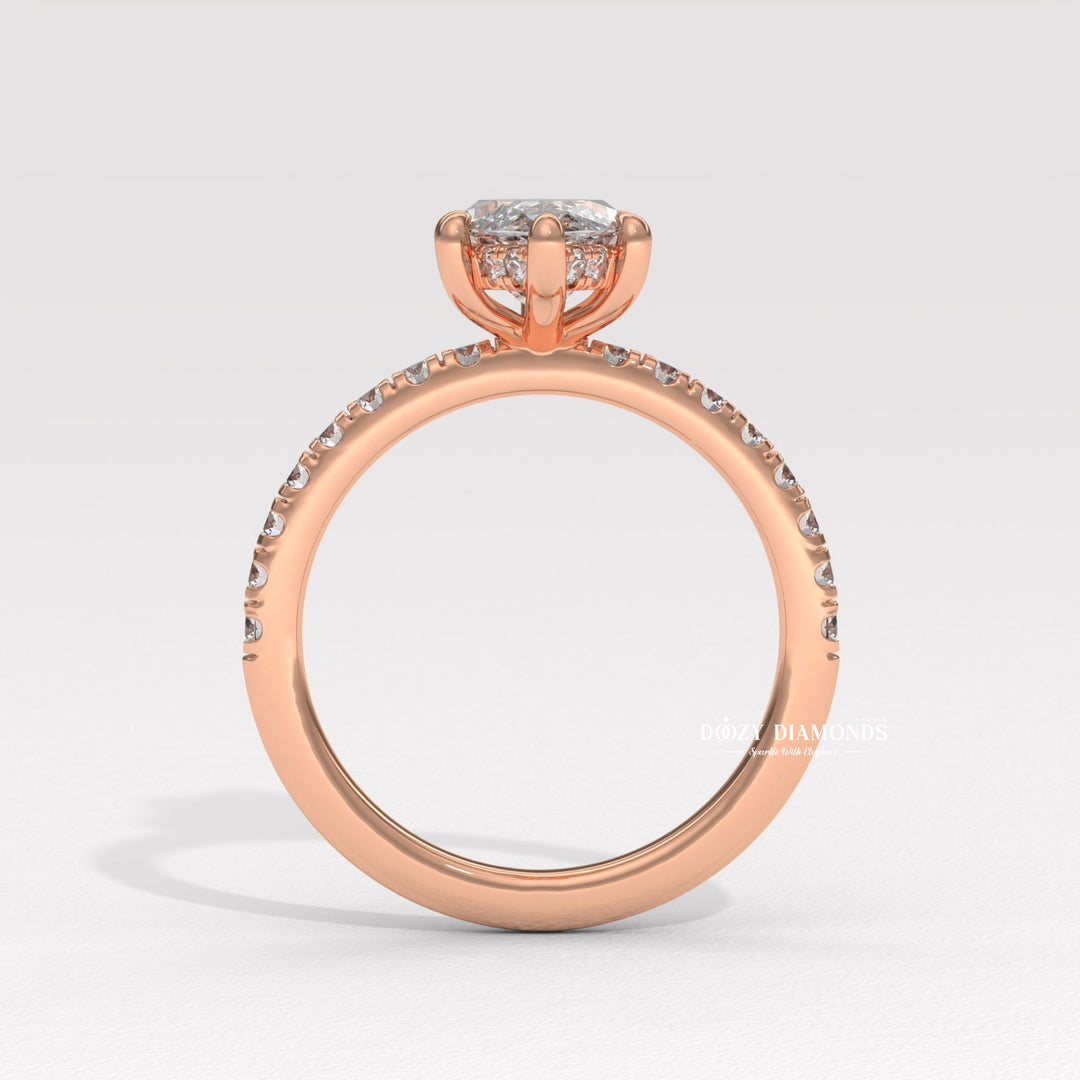 sophisticated diamond ring, luxury ring for women, wedding proposal ring, premium bridal jewelry, timeless bridal jewelry, elegant bridal jewelry, marquise halo ring, marquise hidden halo ring