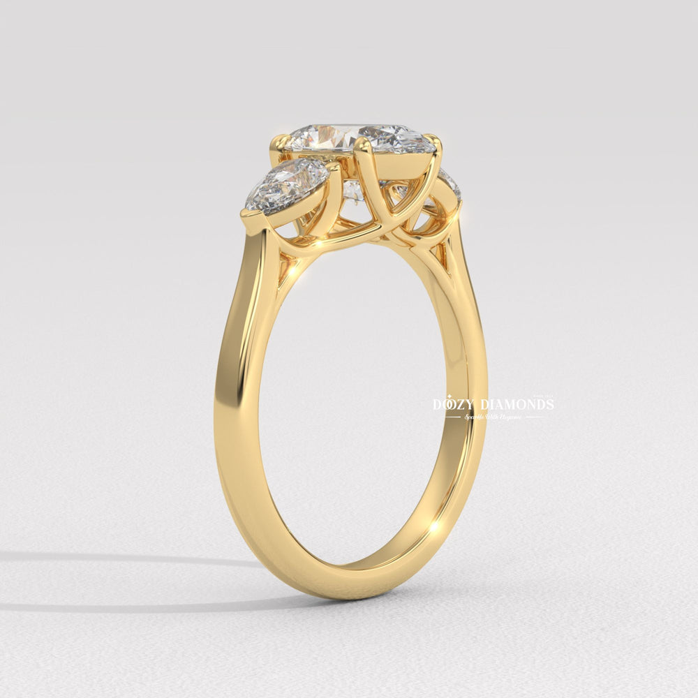 gallery rail ring, side stone engagement ring