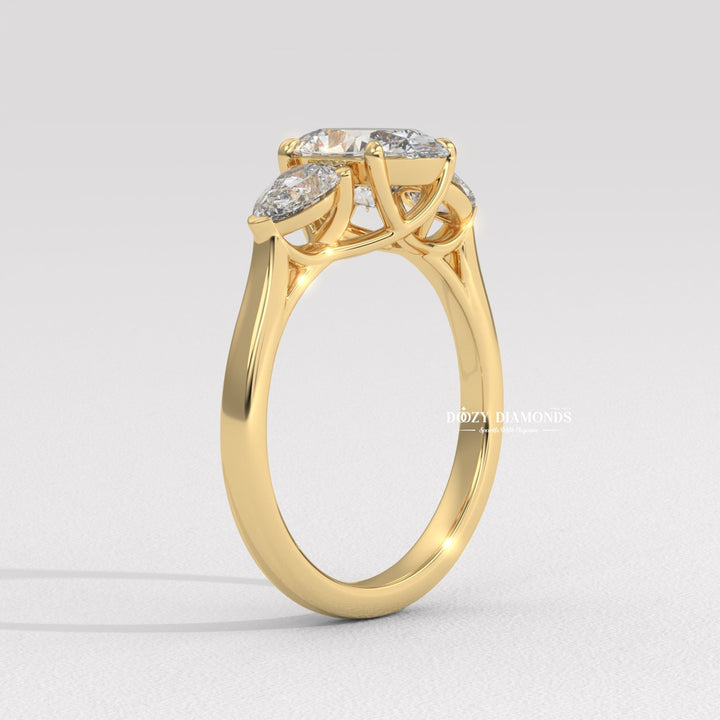 gallery rail ring, side stone engagement ring