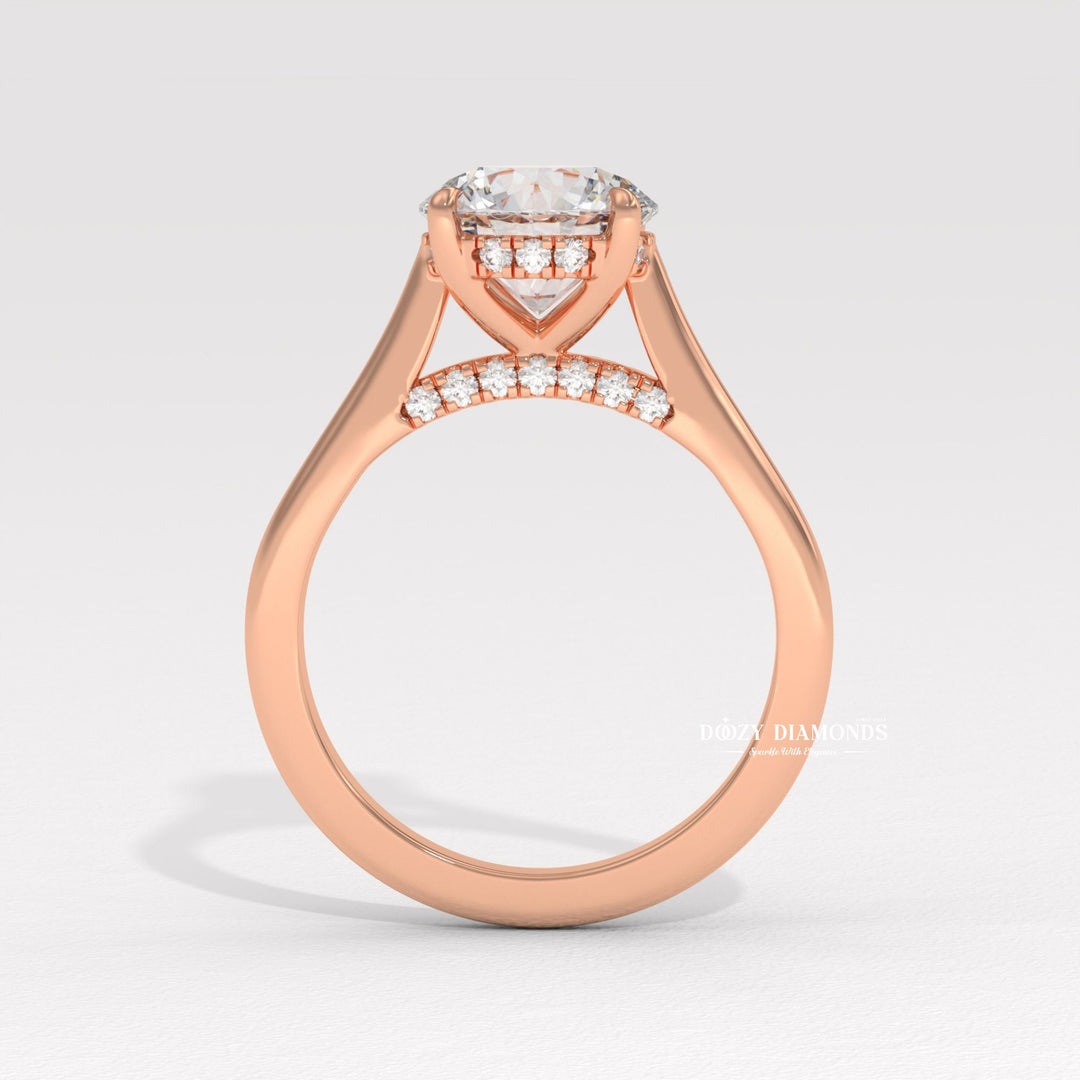 luxury round ring, vintage engagement ring, vintage style ring, modern solitaire ring, classic solitaire ring, solitaire bridal ring, micro pave diamond ring, french pave ring, shared prong