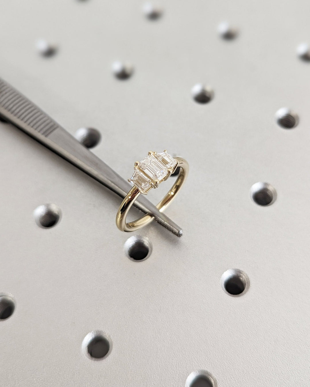 three stone bridal ring,