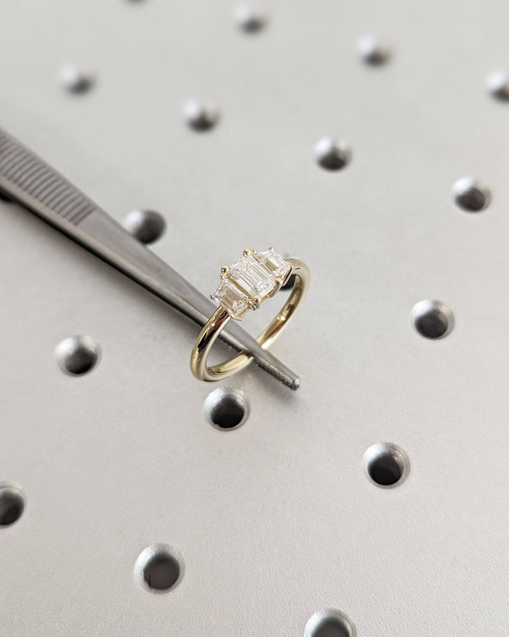 three stone bridal ring,