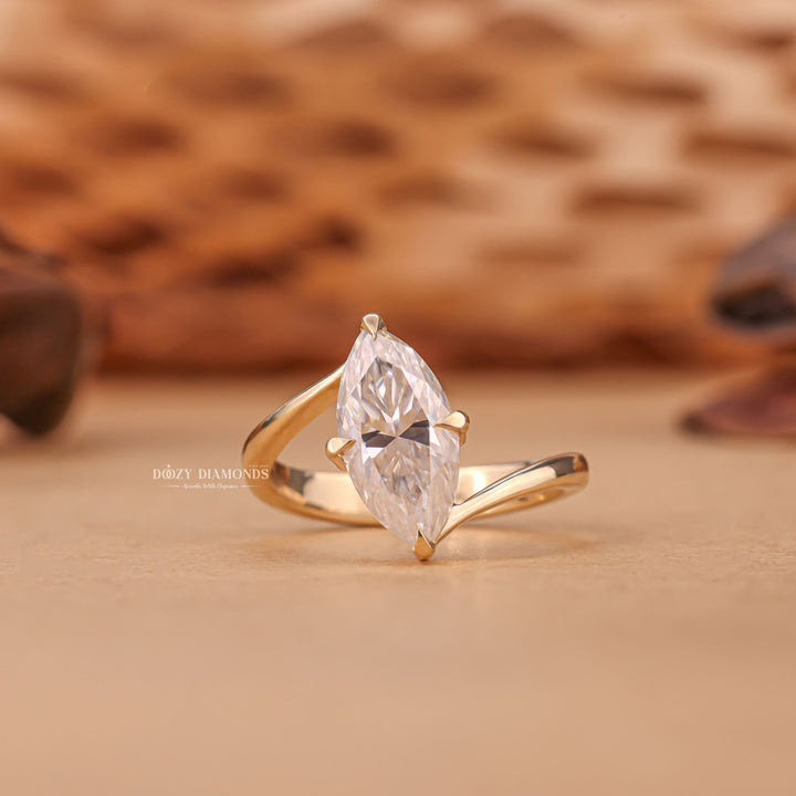 2.0CT - 3.0CT Marquise Cut E/VS1 Lab Grown Diamond Unique Bypass Engagement Ring - Doozy Diamonds