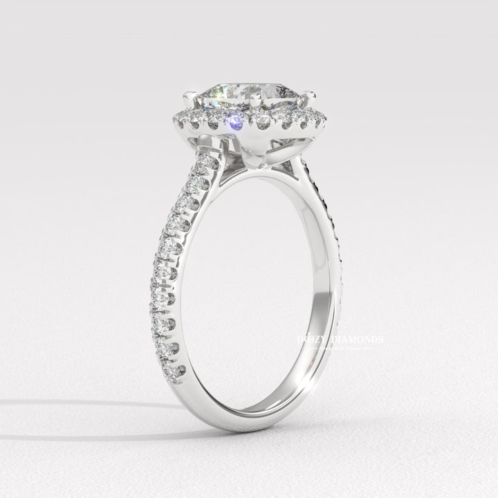 certified lab diamond ring, romantic engagement ring, statement engagement ring, designer engagement ring, halo bridal ring, luxury proposal ring, fine diamond jewelry, cushion halo bridal ring, modern engagement ring, engagement gift for her, bridal ring set, cushion halo diamond ring, elegant bridal jewelry, diamond ring for women, luxury wedding ring,