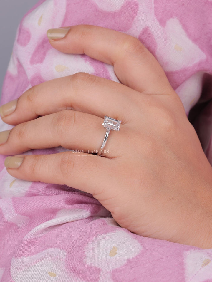 0.75ct - 2.0ct Emerald VS1/VS2 Diamond Solitaire Lab Grown Engagement Ring - Doozy Diamonds