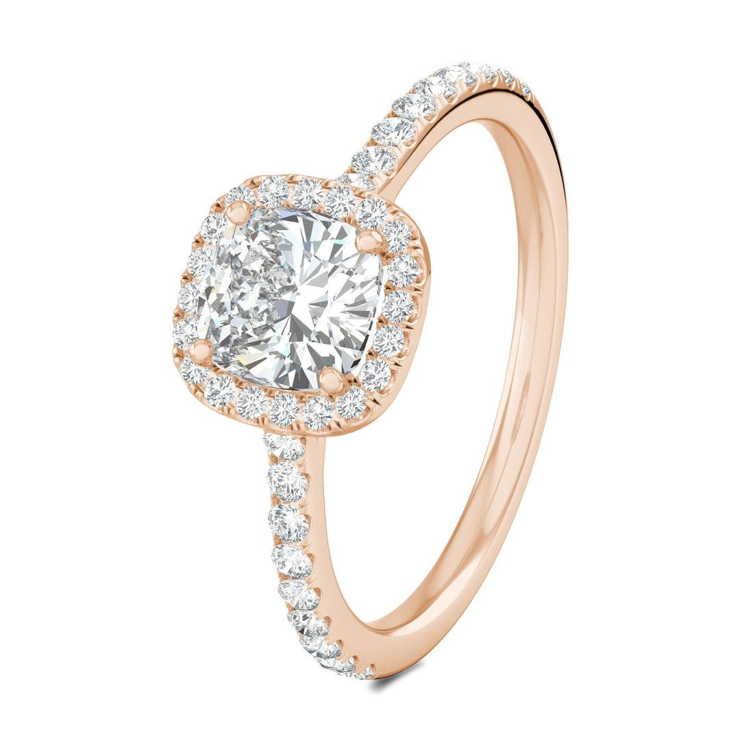 0.76 CT Cushion F - VS1 Diamond Halo & Pave Setting Engagement Ring - Doozy Diamonds