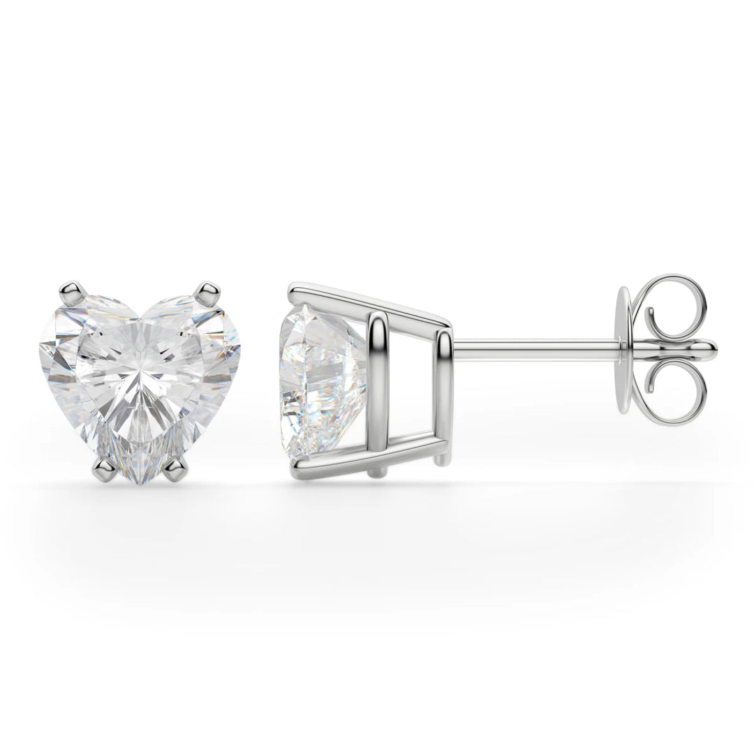 Heart Cut Moissanite Diamond Solitaire Stud Earrings For Women