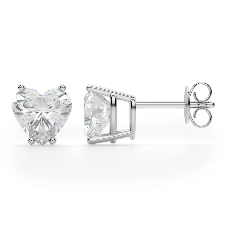 Heart Cut Moissanite Diamond Solitaire Stud Earrings For Women