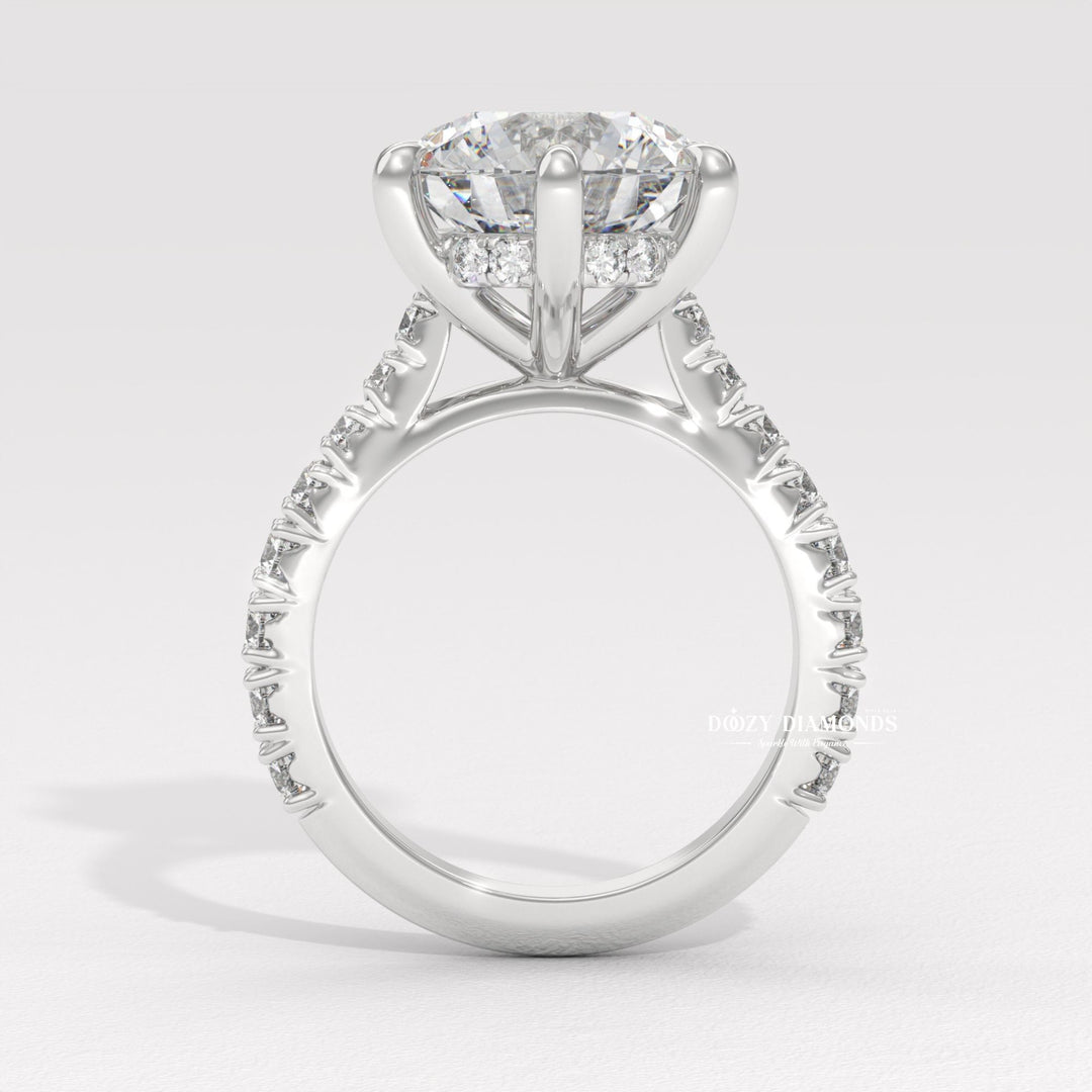 hidden halo bridal ring, luxury round ring, vintage engagement ring, vintage style ring, modern pave ring, classic pave ring, round diamond solitaire, solitaire engagement ring,